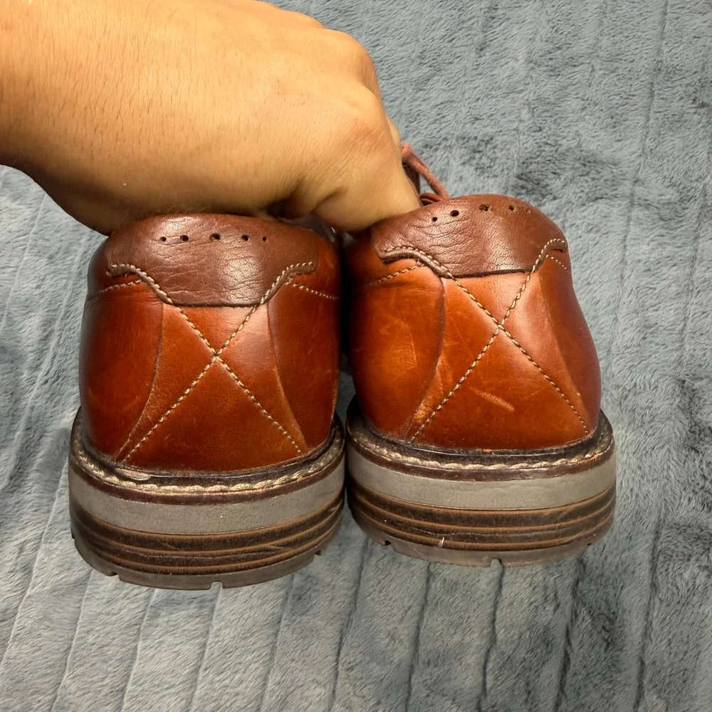 Clarks 1825 Unstructured Un.Bizley Plain Brown Leather Derby Shoes Mens 8.5W